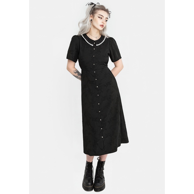 Medea Button Front Collared Midi Dress