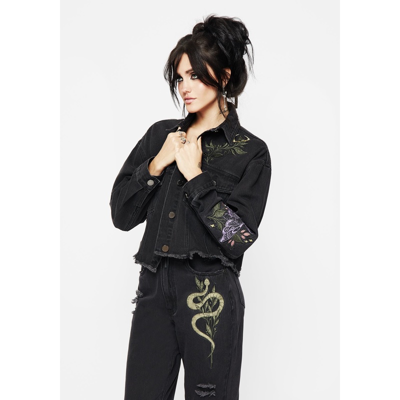 Nirah Embroidered Crop Denim Jacket