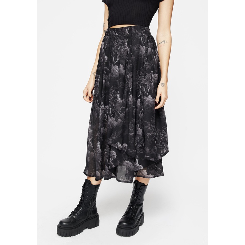 Revelation Chiffon Frill Midi Skirt