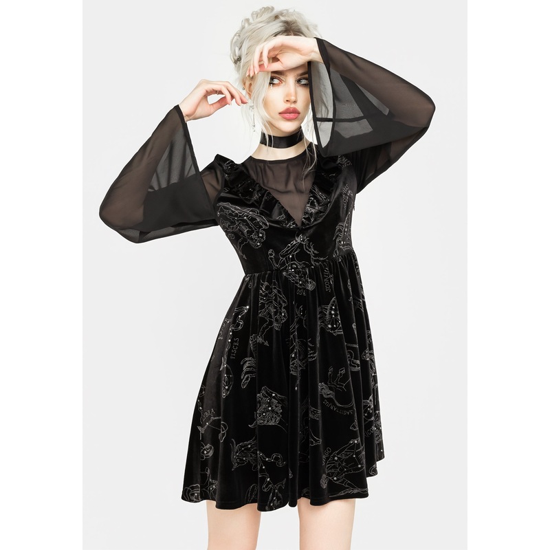 Zodiac Foil Print Mini Dress