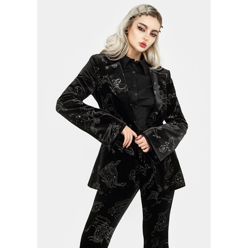 Zodiac Foil Print Velour Blazer