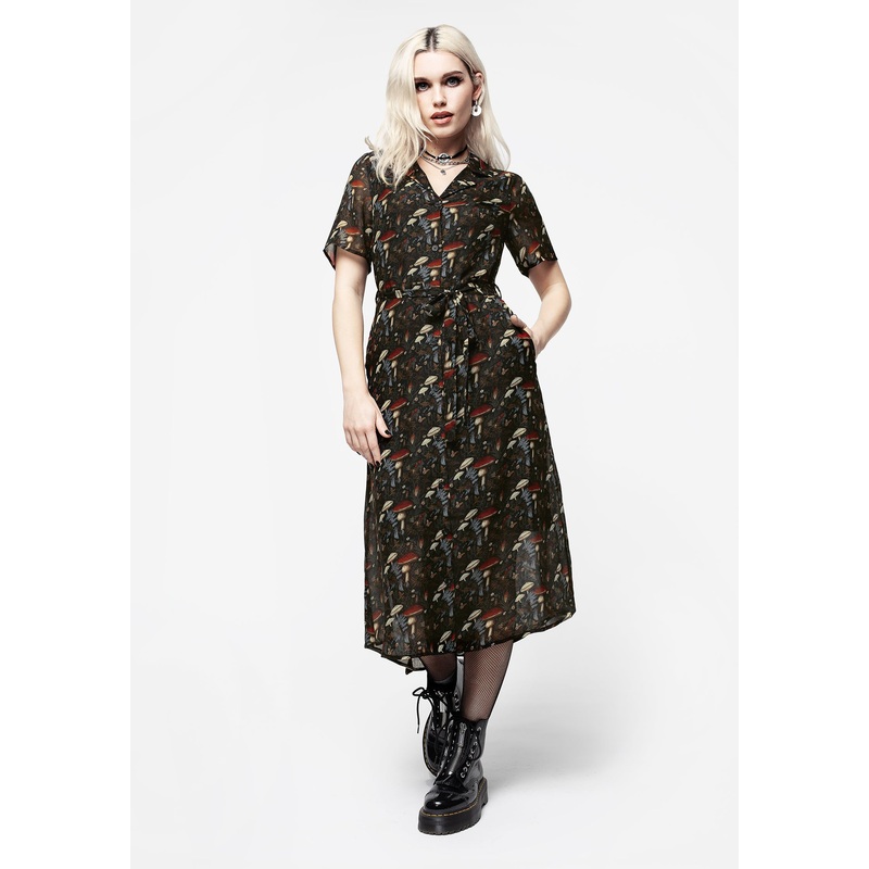 Amanita Chiffon Midi Shirt Dress