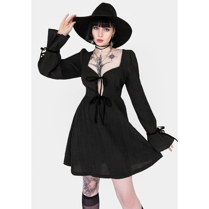 Amity Crinkle Velour Bow Mini Dress