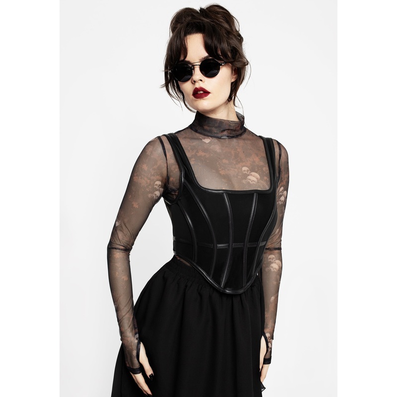 Ashen Faux Leather Zip Corset Top