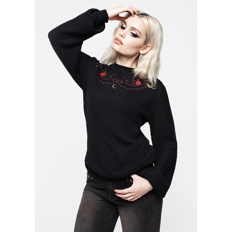 Blush Balloon Sleeve Embroidered Jumper