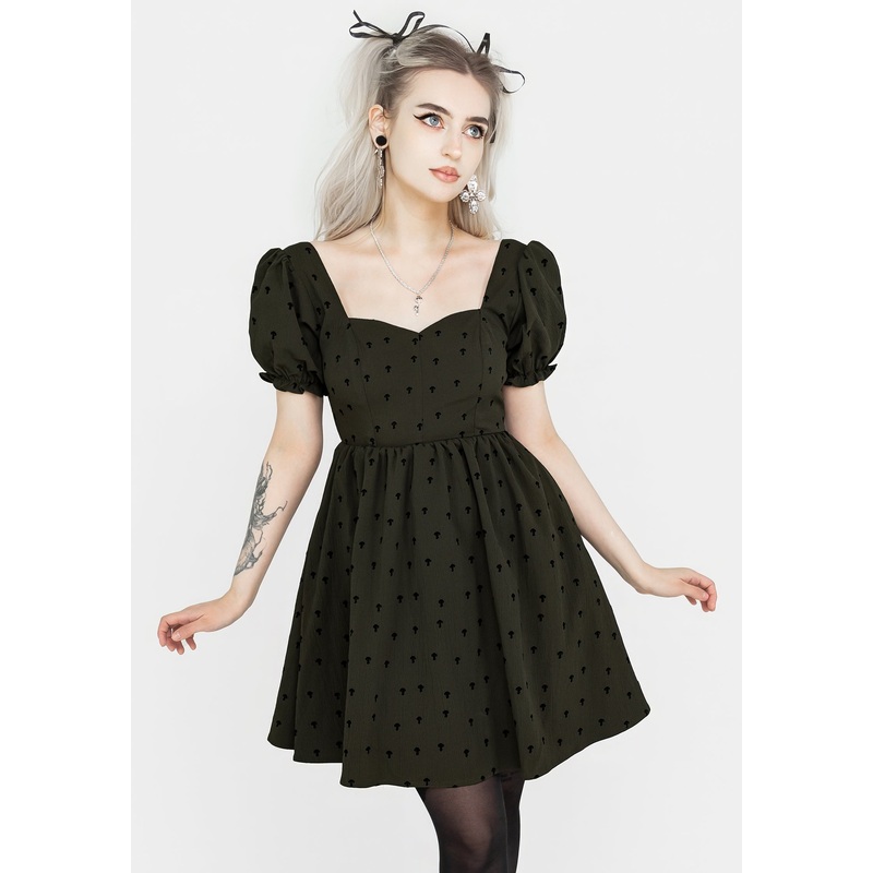 Chanterelle Velour Puff Sleeve Mini Dress