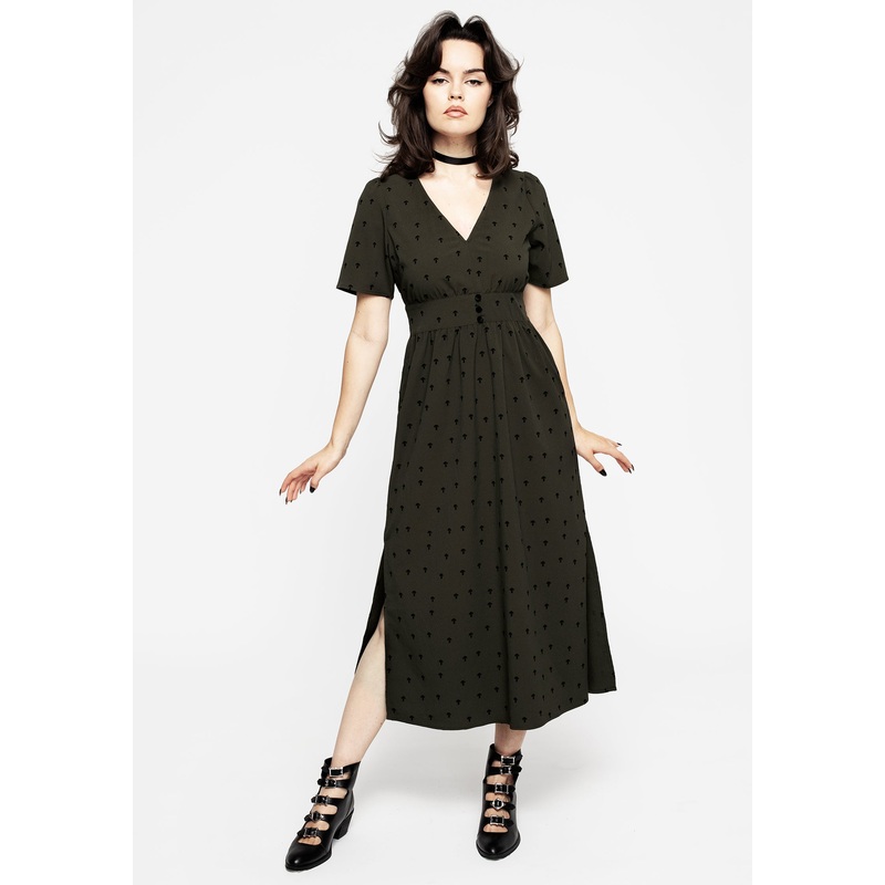 Chanterelle Velour V-Neck Midaxi Dress