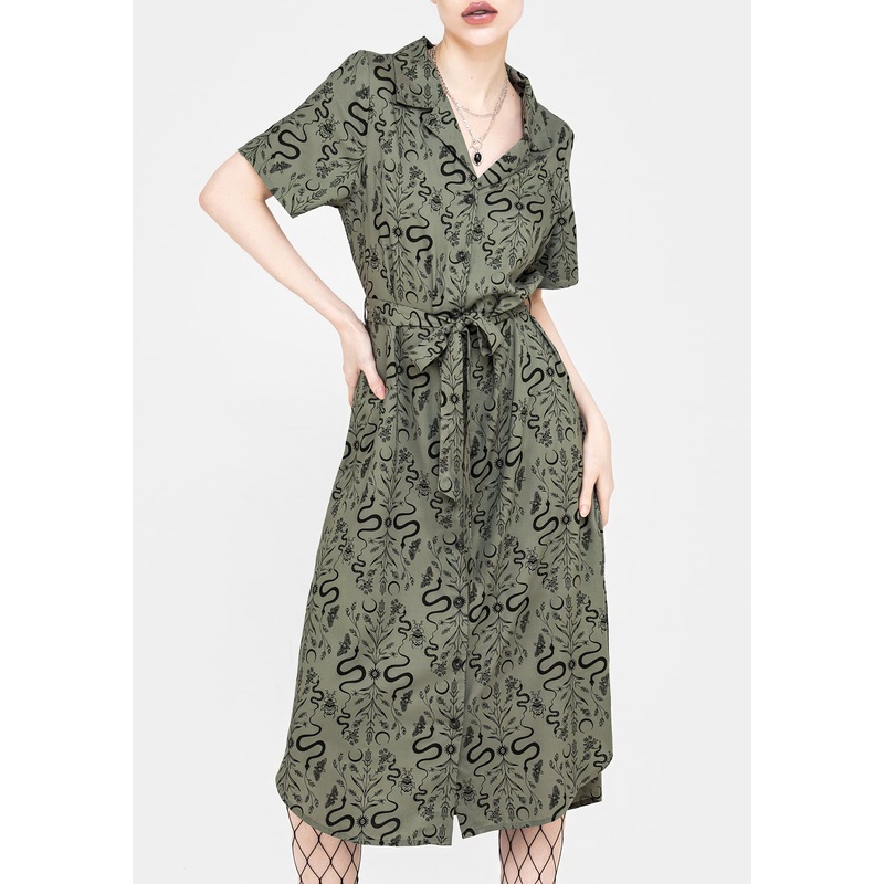 Dominion Snake Print Midi Shirt Dress