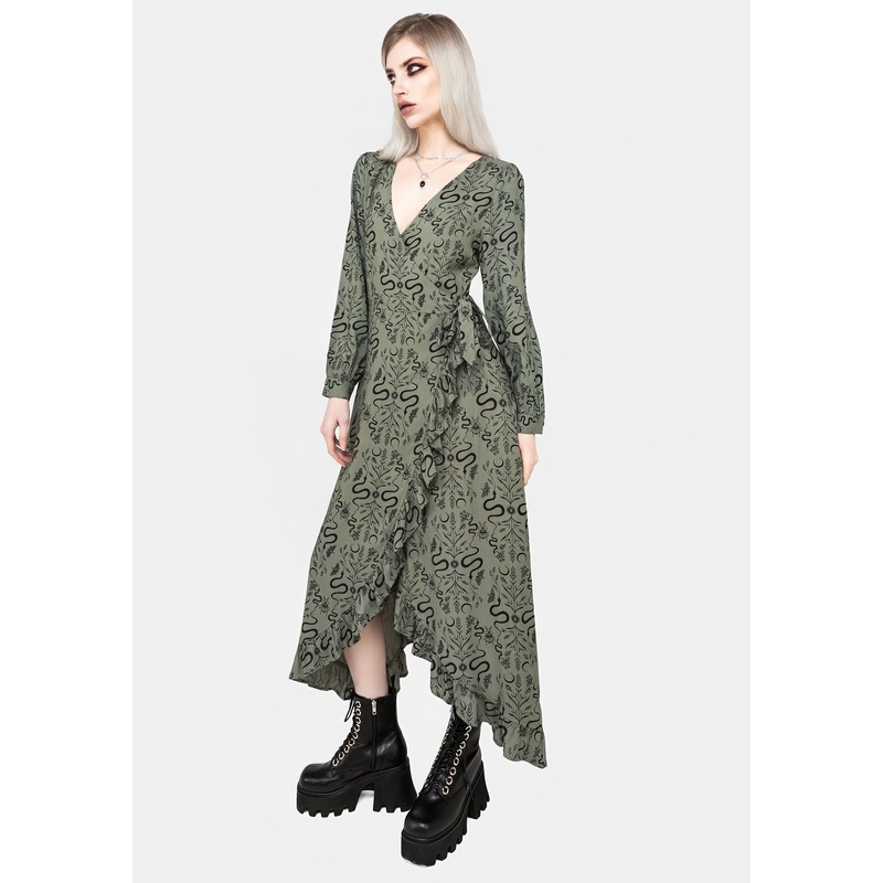 Dominion Snake Print Midi Wrap Dress