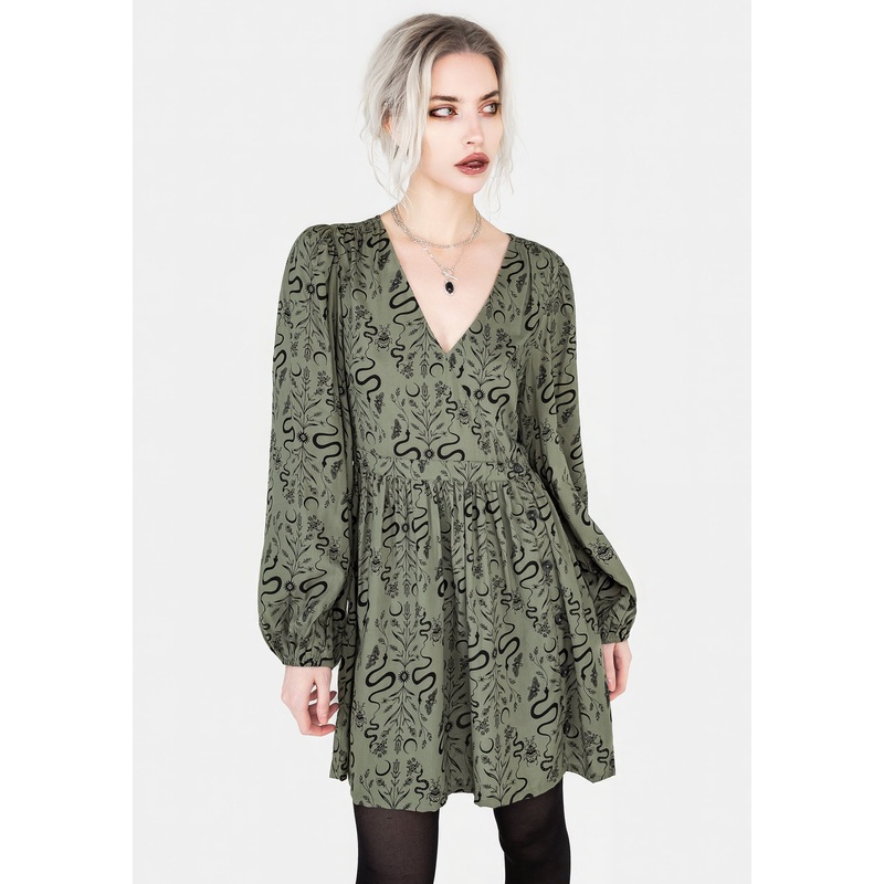 Dominion Snake Print V-Neck Mini Dress