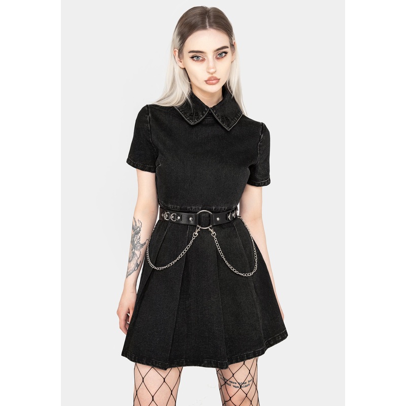 Elsa Denim Pleated Mini Dress