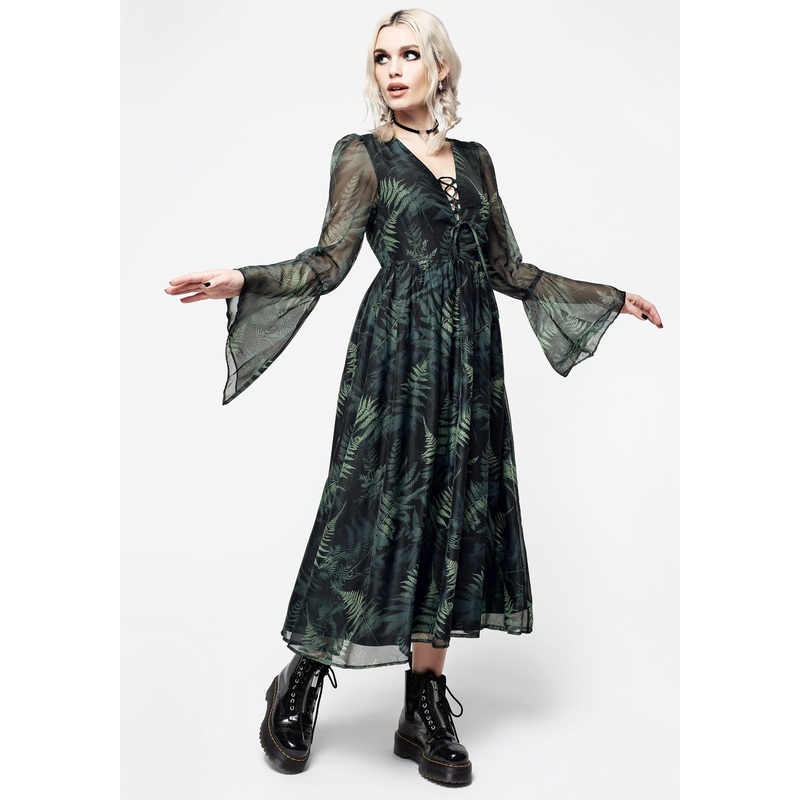Fernery Chiffon Lace Front Midaxi Dress