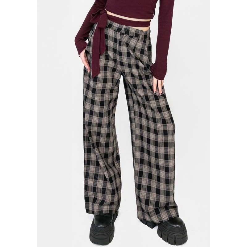 Glenda Wide Leg Check Trousers