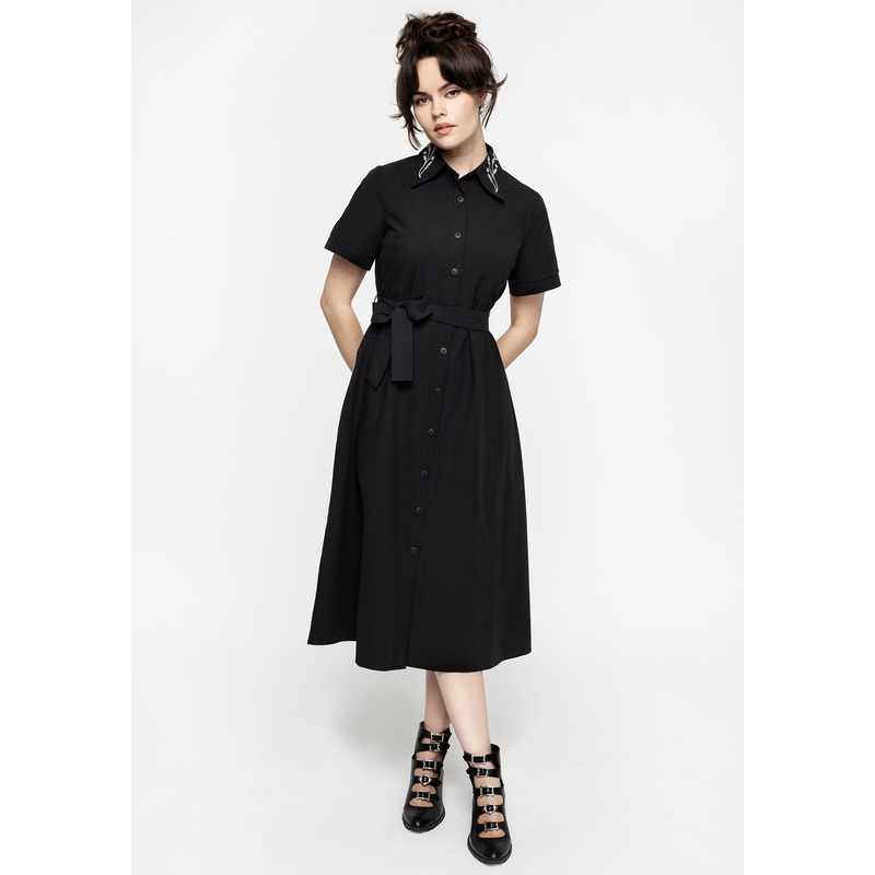 Goodfellow Embroidered Collar Midi Shirt Dress