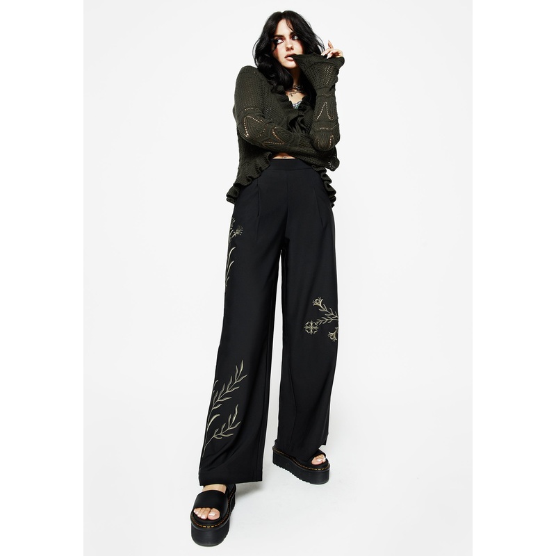 Herald Embroidered Wide Leg Trousers