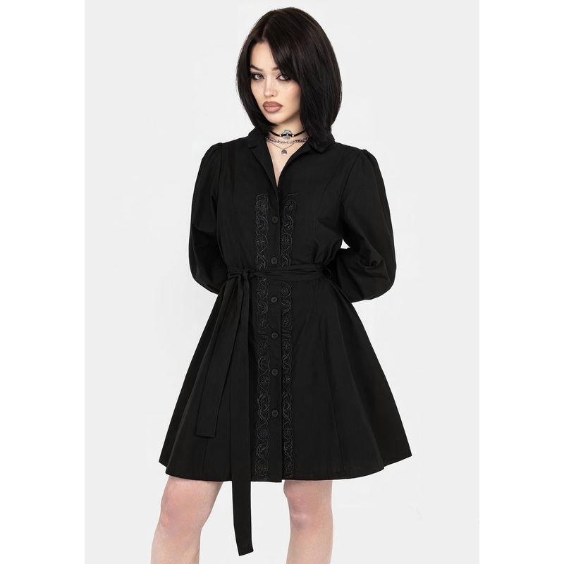 Letavia Embroidered Mini Shirt Dress