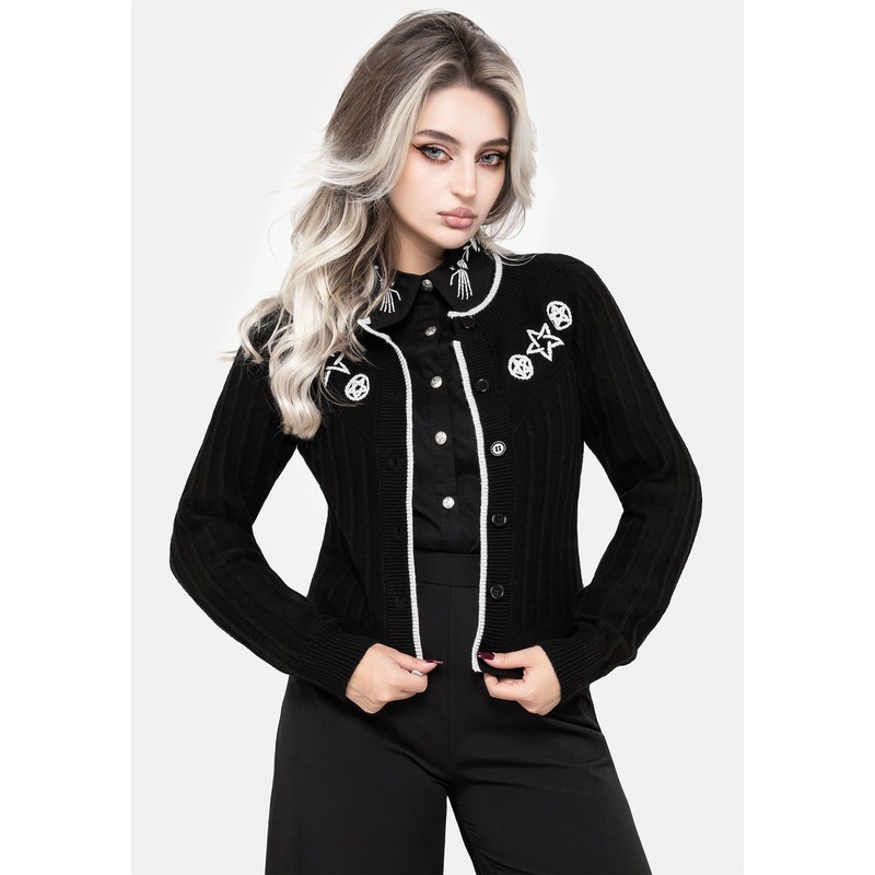 Pentagram Embroidered Cardigan
