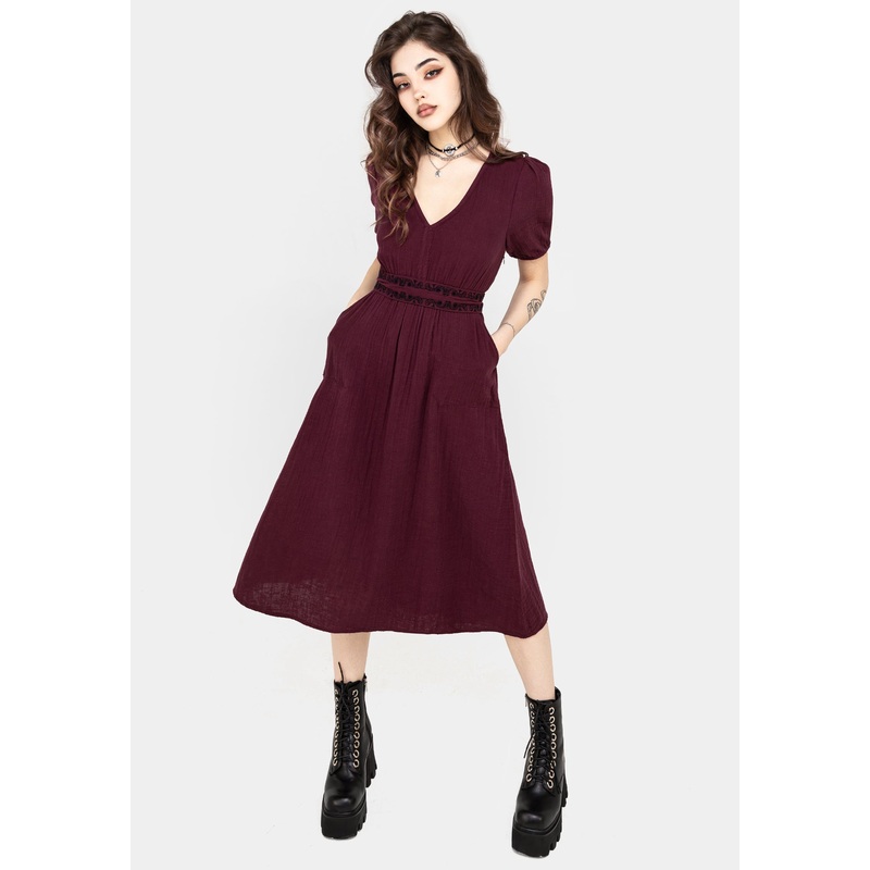 Poultice Embroidered Cotton Midi Dress