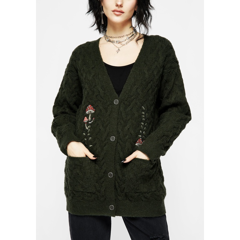 Seelie Embroidered Cable Knit Cardigan