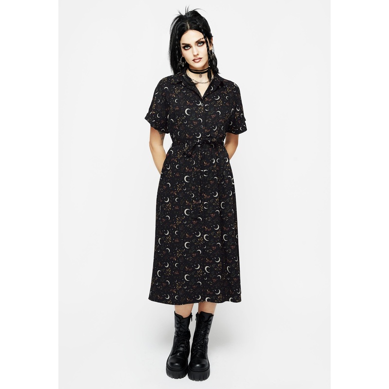 Sickle Moon Midi Shirt Dress