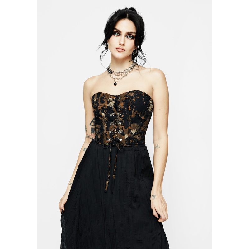 Underworld Cotton Lace Up Corset Top