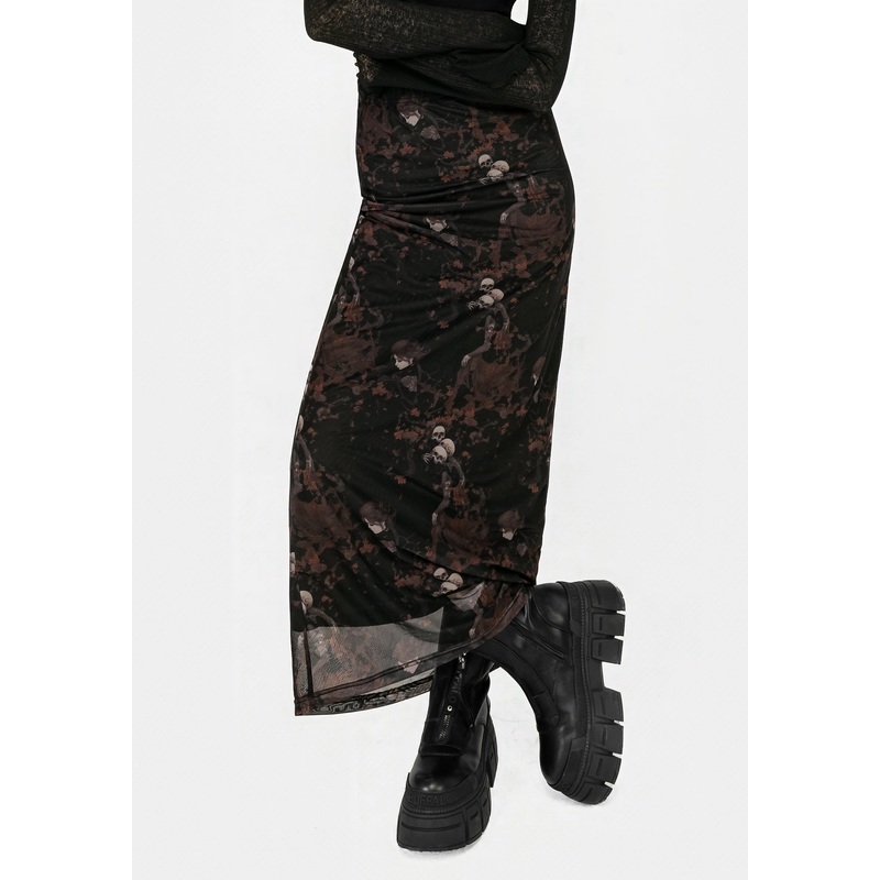 Underworld Printed Mesh Maxi Skirt