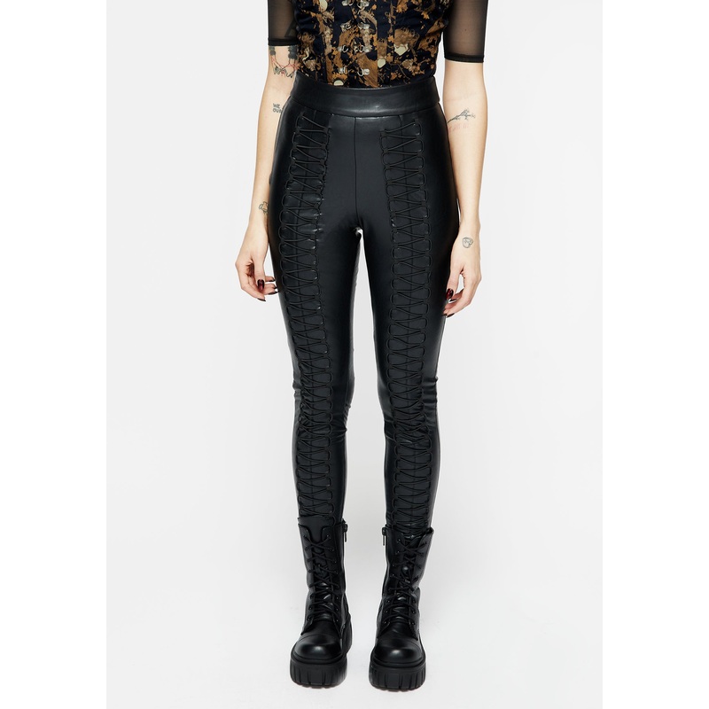 Vagabond Lace Up PU Leggings