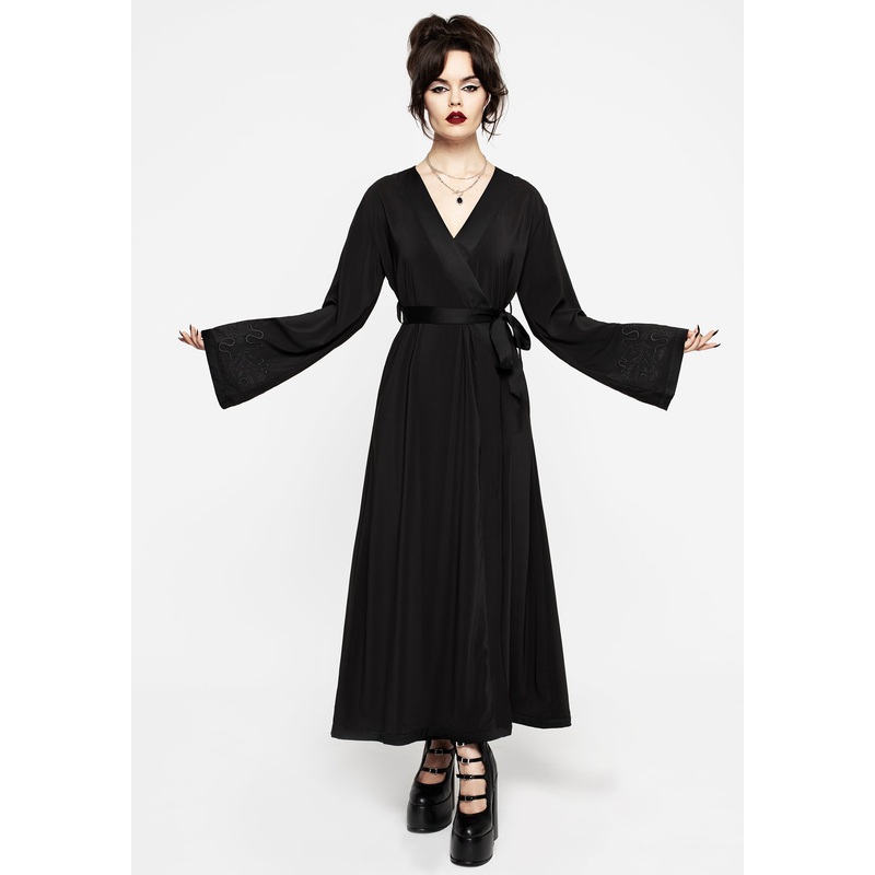Veles Embroidered Chiffon Midaxi Wrap Dress