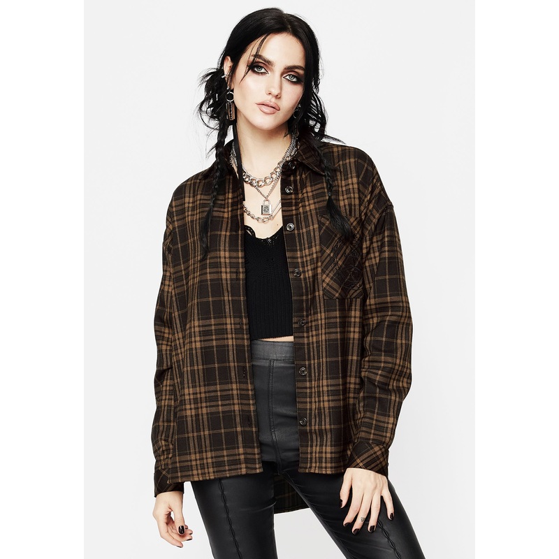 Vetula Embroidered Oversized Check Shirt