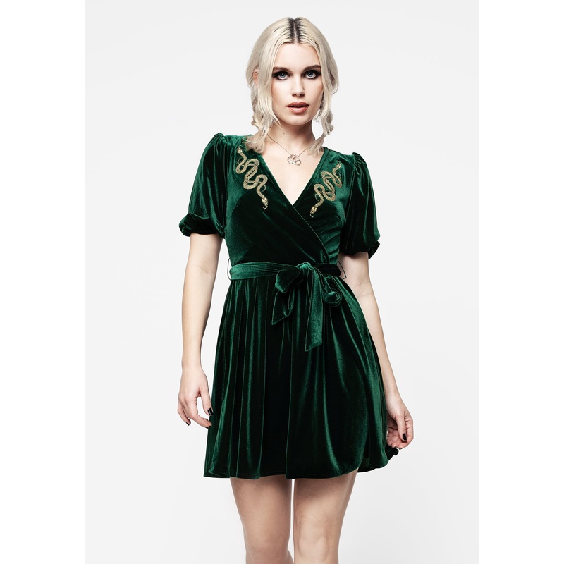 Zarina Embroidered Mini Wrap Dress