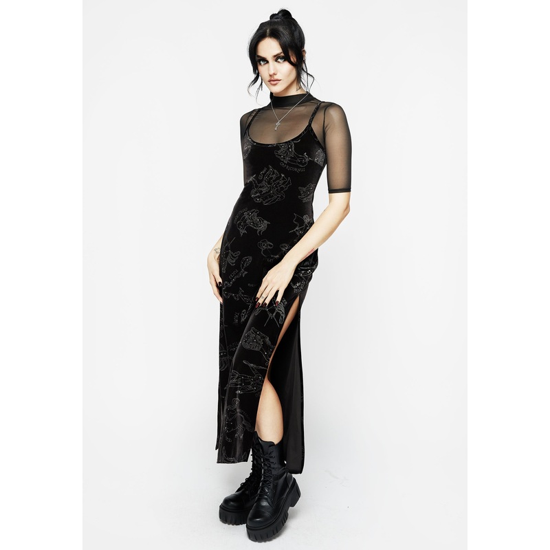 Zodiac Foil Print Velour Slip Gown