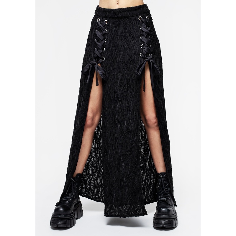 Agitate Textured Jersey Split Maxi Skirt
