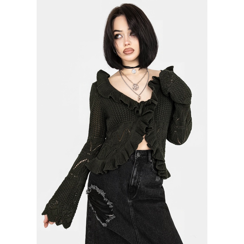 Belleville Ruffle Crop Knit Cardigan
