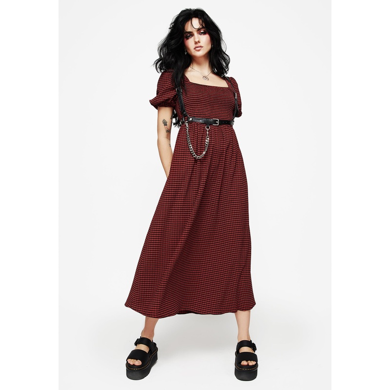 Carmine Check Midaxi Smock Dress