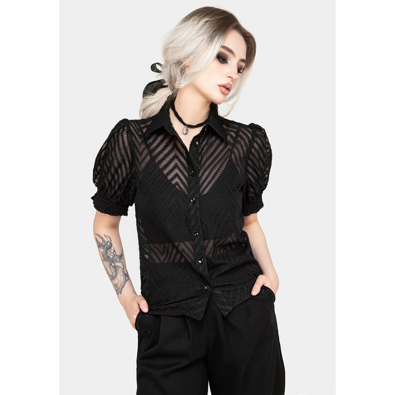 Chevron Button Up Blouse Top