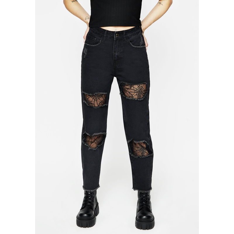 Cobweb Distressed Denim Jeans