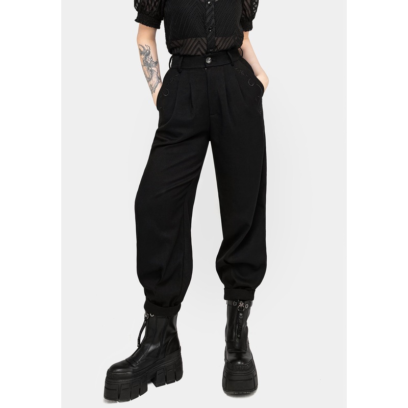 Dianne Embroidered Balloon Trousers – Black