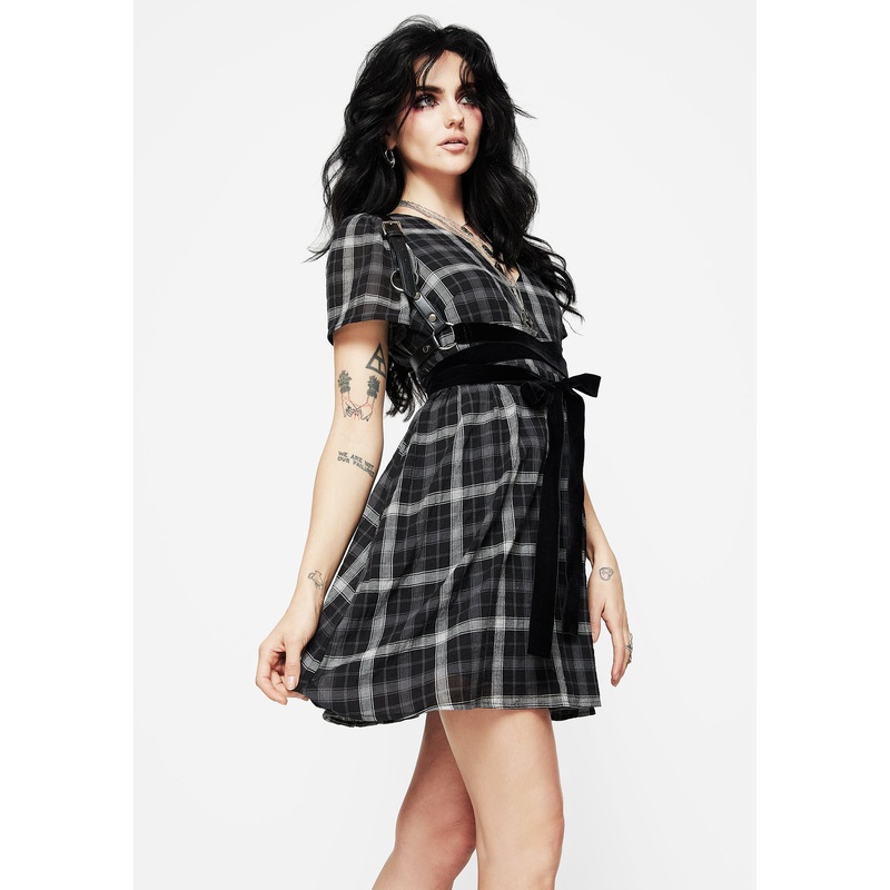 Dilemma Check Mini Smock Dress