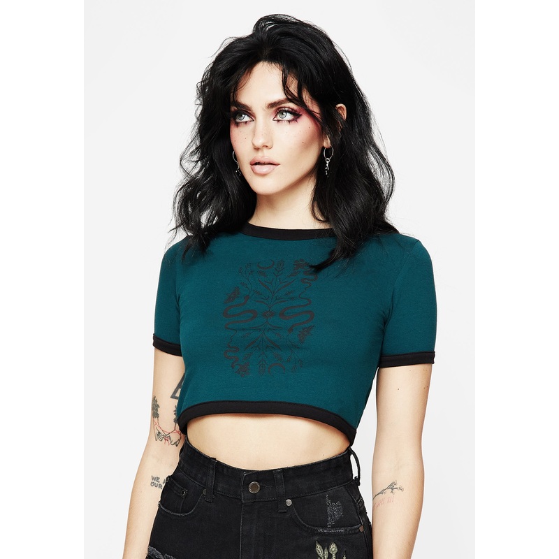 Dominion Snake Print Crop Baby Tee
