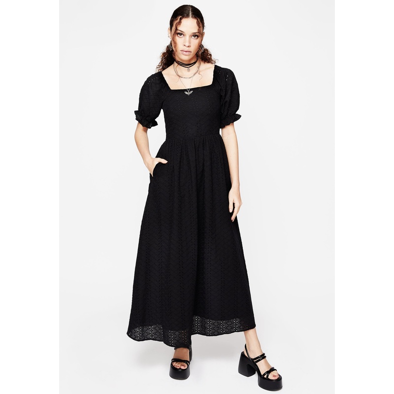 Euthymia Broderie Puff Sleeve Maxi Dress