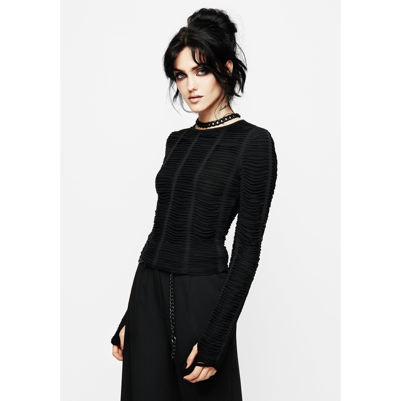 Feud Distressed Long Sleeve Top