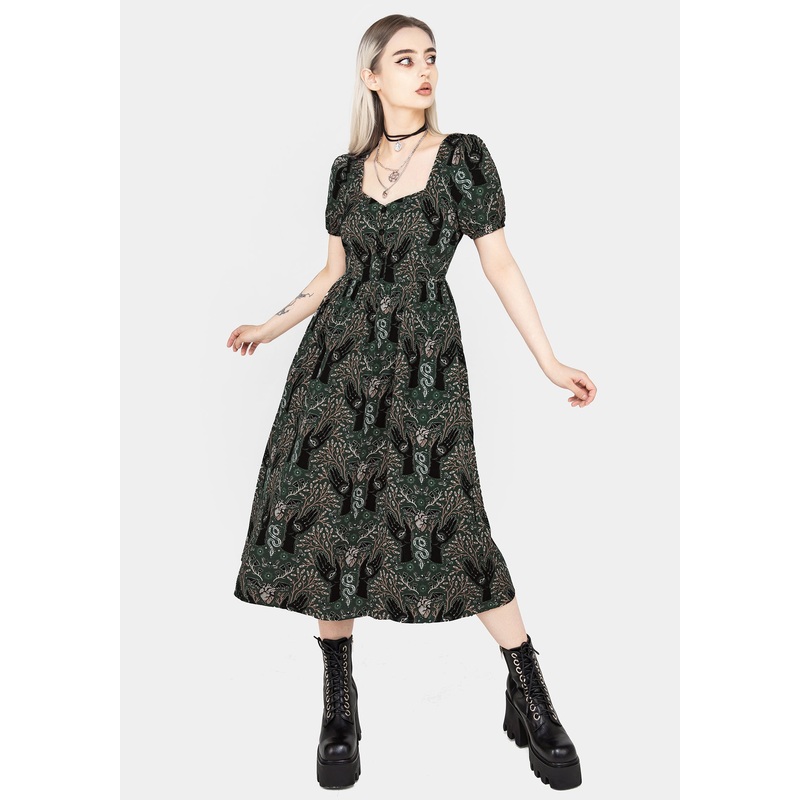 Hemlock Button Front Midi Dress – Green