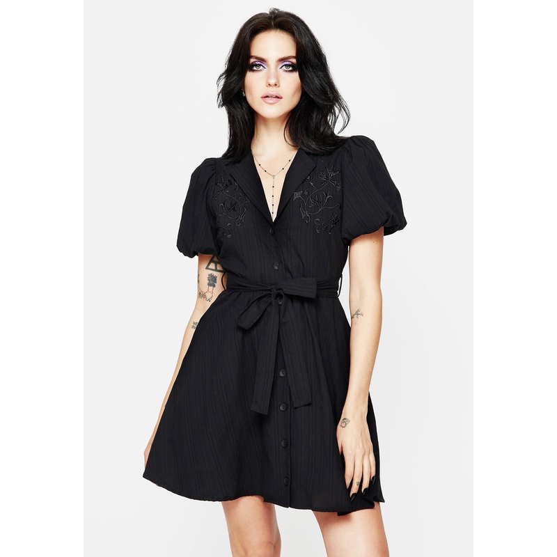 Herbalist Embroidered Mini Shirt Dress