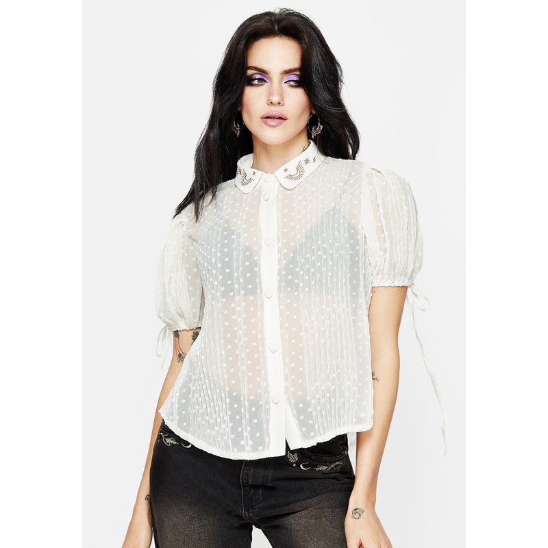 Madeleine Embroidered Chiffon Blouse Top