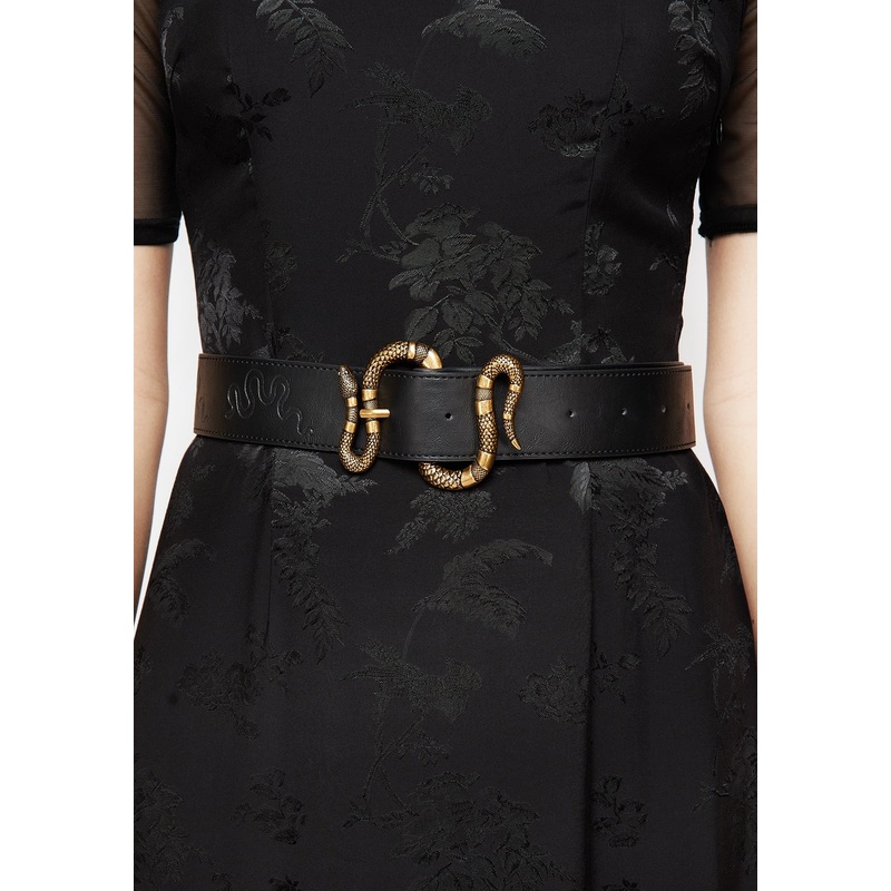 Mamba Debossed Belt With Snake Buckle – Brass