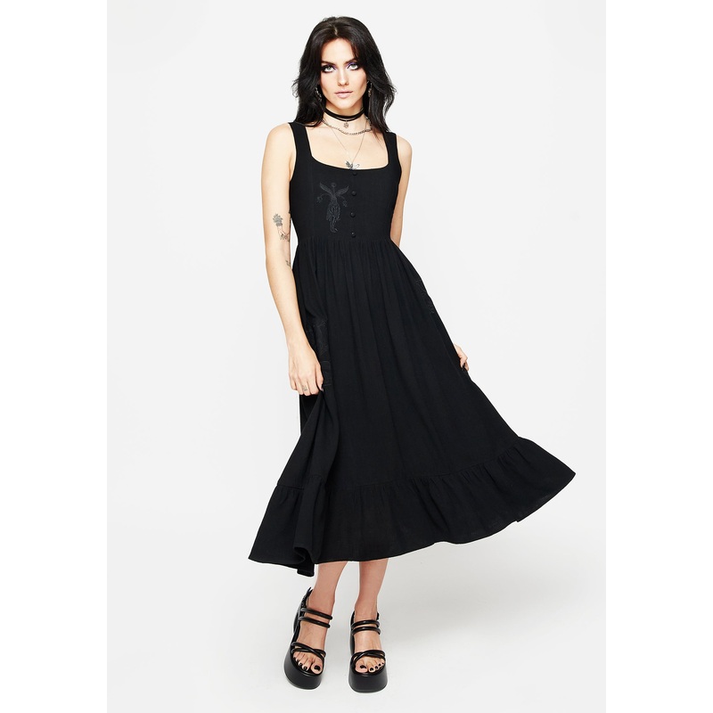 Mandrake Linen-Blend Embroidered Midi Dress