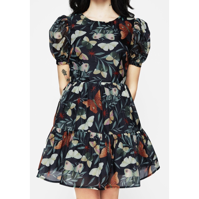 Mariposa Puff Sleeve Organza Mini Dress