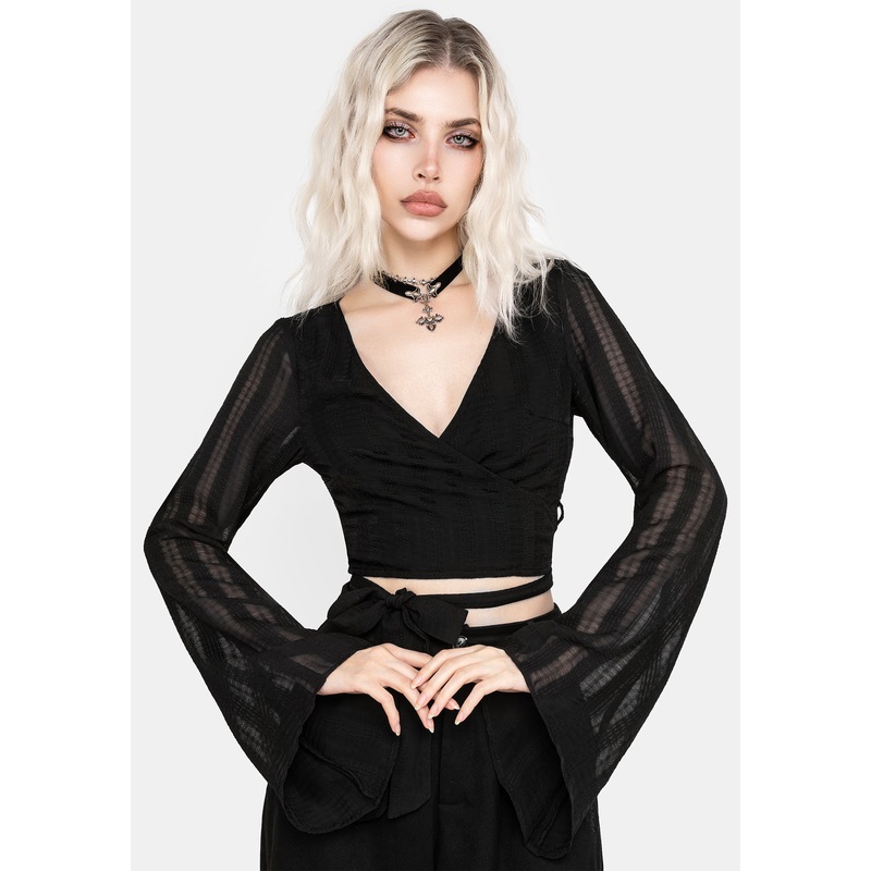 Nixie Flare Sleeve Wrap Top