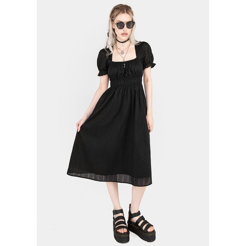 Obsidian Cotton Smock Midi Dress