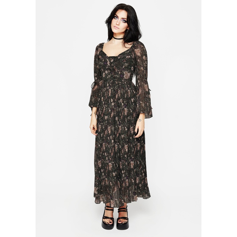 Ophelia Pleated Chiffon Maxi Dress